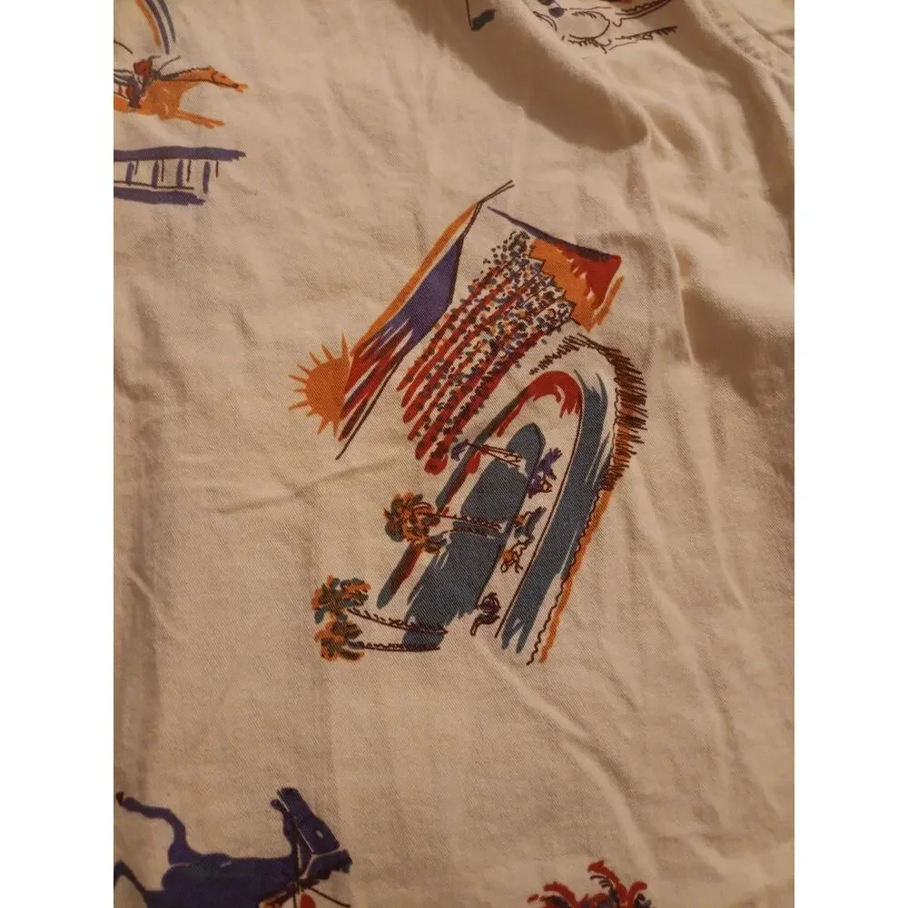 Vintage Polo Ralph Lauren Button Up Shirt Loop Collar Boys L Horse Racing